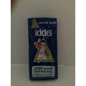 Vintage Decor Noel Christmas Tree Silver Icicles Tinsel 2000 Strands 18” USA